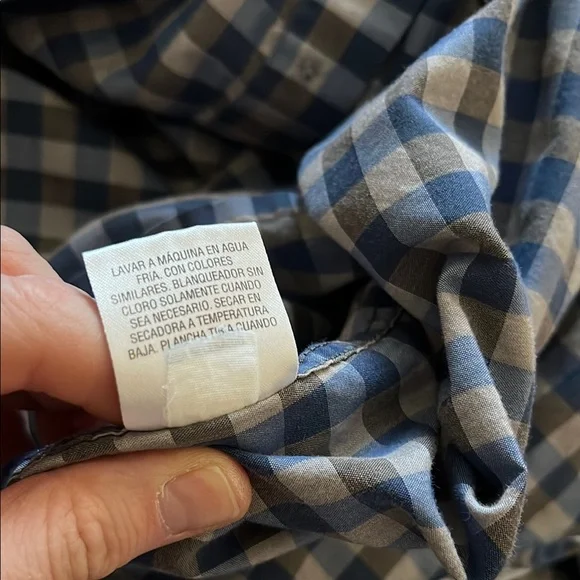 Checkered Blue and Grey Button-Up Shirt - Picture 11 of 15